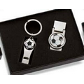 2 Pcs Soccer Ball Money Clip w/ Matching Soccer Ball Whistle Key Ring